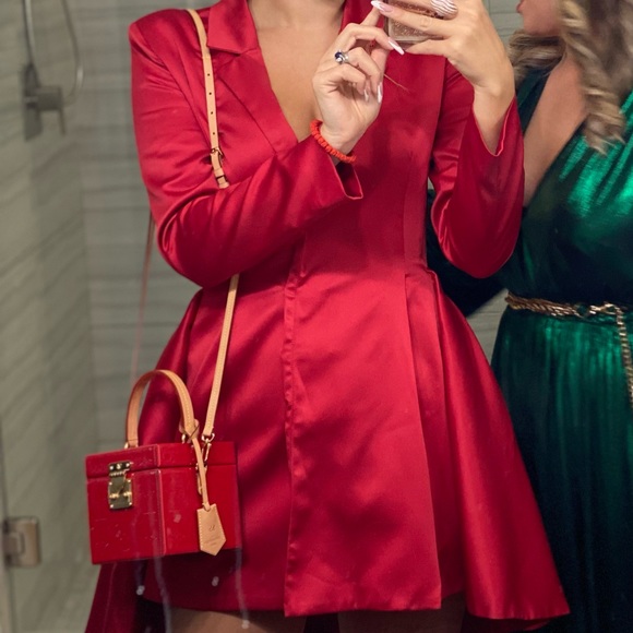 House of CB, 'Simoneta' Red satin tailored jacket dress, Size XS - Picture 4 of 11